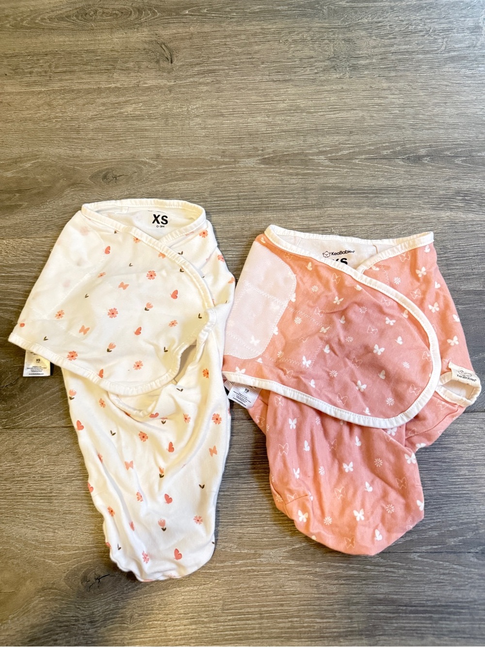 Keababies Swaddle Set - White Floral & Dusty Rose Butterfly